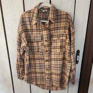 Purple Lava Cotton Plaid Button-Up Shirt Size Small